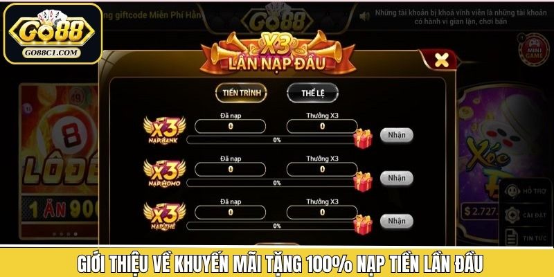 Tổng quát về ưu đãi tặng 100% nạp tiền lần đầu